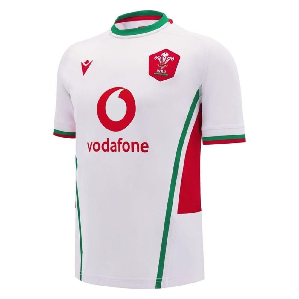 Macron Mens 24/25 Welsh Rugby Union Away Shirt / White/Green